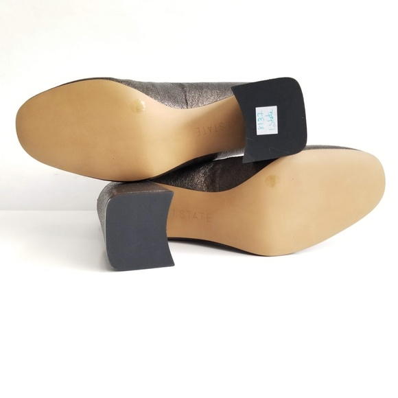 1.STATE Womens Makal Flared Heel Pumps Silver Shoe - Picture 12 of 12